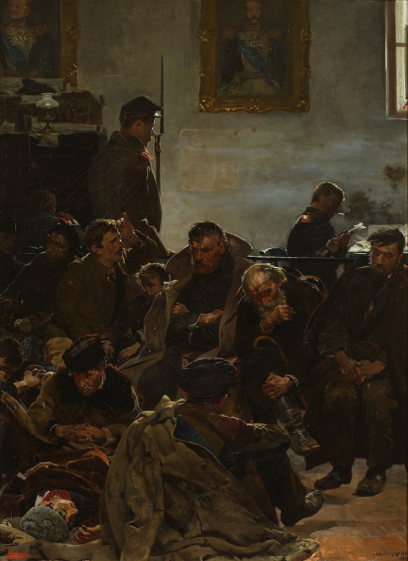Na etapie / Aresztanci, 1883 olej na tekturze Muzeum Narodowe w Warszawie