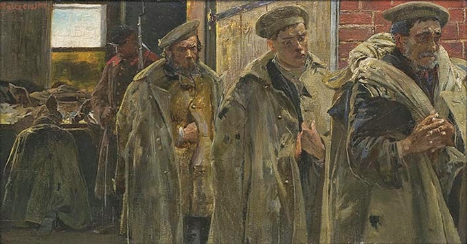 Sybiracy / Na etapie, 1880-1885 olej na tekturze własność prywatna